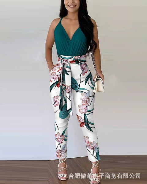women's two-piece suit with contrast printing
