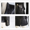 Baroque  Designer Blazer Jacket Women's Lion Metal Buttons Faux Leather Blazer Outer Coat Y1166