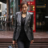 Baroque  Designer Blazer Jacket Women's Lion Metal Buttons Faux Leather Blazer Outer Coat Y1166
