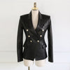Baroque  Designer Blazer Jacket Women's Lion Metal Buttons Faux Leather Blazer Outer Coat Y1166