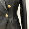 Fall Winter 2023 Designer Blazer Jacket Women's Lion Metal Buttons Double Breasted Synthetic Leather Blazer Overcoat