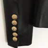 Fall Winter 2023 Designer Blazer Jacket Women's Lion Metal Buttons Double Breasted Synthetic Leather Blazer Overcoat