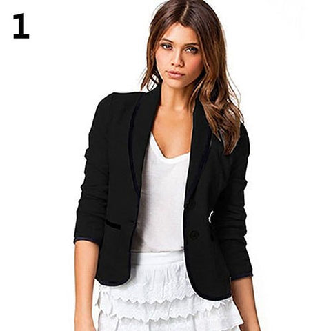 Newest Fashion Women Slim  Button Long Sleeve Business Blazer Jacket Coat Outwear