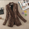 Spring  Women Blazer Slim Full Leopard Print Suit Jacket Female One Button Outerwear Plus Size Blazers S-3Xl J863