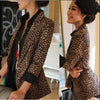 Spring  Women Blazer Slim Full Leopard Print Suit Jacket Female One Button Outerwear Plus Size Blazers S-3Xl J863