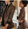 Spring  Women Blazer Slim Full Leopard Print Suit Jacket Female One Button Outerwear Plus Size Blazers S-3Xl J863