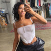 Nibber Sexy Club Wear Cotton See through Crop Top For Womens Camisole Fashionable chic Rib Knit Basic Tank Top Home Wear Female