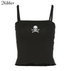 Nibber black bodycon harajuku Gothic adjustable shoulder strap spaghetti strap tank woman summer casual party cotton crop top