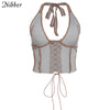 Nibber halter v-neck hollow out sexy camisole street backless knitting sleeveless croptop vogue slim club party female tank top