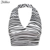 Nibber harajuku zebra print sleeveless backless fashion tank top women summer leisure halter top female sexy club party croptop