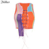 Nibber sexy hollow out camisole women Punk style Ribbed knitting crop tops club party wear Colorful tank top bandage vest female
