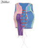 Nibber sexy hollow out camisole women Punk style Ribbed knitting crop tops club party wear Colorful tank top bandage vest female