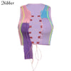 Nibber sexy hollow out camisole women Punk style Ribbed knitting crop tops club party wear Colorful tank top bandage vest female