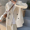 Nic Corduroy Oversized Blazer Jacket Women Loose Office Lady Suit  Single Breasted Coat 2022 Korean Chic Solid Outwear