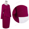 Nice-Forever Spring Elegant Pure Color Peplum Office Work Dresses Business Formal Sheath Women Dress G635