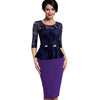 Nice-Forever Spring Women Elegant Lace Patchwork Peplum Dresses Business Office Bodycon Slim Dress B360