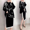 Nice Winter Autumn Women's Twinset Set Loose Cloak Batwing Sleeve Sweaters Knitted Tops And Slim Knit Skirt Suits NS715