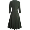 Nice-forever Autumn Women Classic Solid Color Swing Dresses Cocktail Party Retro Flare Dress btyA230