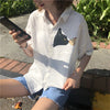 2022 Summer Loose Plus Size Blouses Womens Tops Kawaii Cartoon Cat Blusa Shirt Female Short Sleeve Blouse Vetement Femme