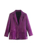 Nlzgmsj ZBZA Women 2023 Spring Sequined Blazer Long Sleeve Button Celebrity Long Women Jacket Blazer  202312