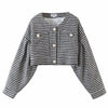 Nlzgmsj Za 2023 Autumn Winter Women Skirt Suit Short Blazer O Neck Long Sleeve Houndstooth Blazer + Mini Skirt Sets 202307
