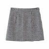 Nlzgmsj Za 2023 Autumn Winter Women Skirt Suit Short Blazer O Neck Long Sleeve Houndstooth Blazer + Mini Skirt Sets 202307