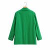 Nlzgmsj Za Women 2022 Solid Autumn  Green Blazer Coat Vintage Notched Collar Pocket Female Casual Chic Tops 202207