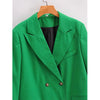Nlzgmsj Za Women 2022 Solid Autumn  Green Blazer Coat Vintage Notched Collar Pocket Female Casual Chic Tops 202207