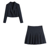 Nlzgmsj Za Women 2023 Sexy Cropped Blazer 2 Piece Set Empire Skirts Set Suit Women Single Button Blazer Empire Skirts 202301