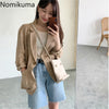 Nomikuma Cotton Linen Blazer Women 2023  Ropa Mujer Solid Color Single Button Long Sleeve Jackets Casual All-match