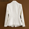 Nomikuma Korean Plaid Suit Women Blazers Double Breasted Slim Waist Elegant Jacket 2023 Sprign Notched Collar Coat