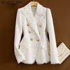 Nomikuma Korean Plaid Suit Women Blazers Double Breasted Slim Waist Elegant Jacket 2023 Sprign Notched Collar Coat