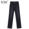 Nonis Autumn Winter Jeans Femme Slim Straight High Waist Cotton Plus Size Denim Jeans Women full length Pants Boyfriend Jeans