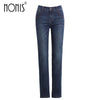 Nonis Autumn Winter Jeans Femme Slim Straight High Waist Cotton Plus Size Denim Jeans Women full length Pants Boyfriend Jeans