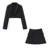 Northflow Matching Set Blazer And Skirts Women England style Navel Exposed Short Empire Blazer Feminino Femme Two Piece Set