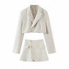 Northflow Matching Set Blazer And Skirts Women England style Navel Exposed Short Empire Blazer Feminino Femme Two Piece Set