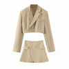 Northflow Matching Set Blazer And Skirts Women England style Navel Exposed Short Empire Blazer Feminino Femme Two Piece Set