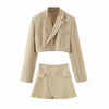 Northflow Matching Set Blazer And Skirts Women England style Navel Exposed Short Empire Blazer Feminino Femme Two Piece Set