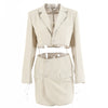 Notched Collar Crop Top Solid Casual Blazer Set For Women Clothing Office Lady Mini Dress Long Sleeve Tops Chic Blazers