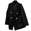 Notched Collar Lapel Long Sleeve Pockets Office Blazer Solid Color	Double Breasted Blazer Jacket Coat Windproof Office Jacket