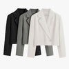 Notched Collar Long Sleeve Solid Color Women Blazer Buttons Placket Lapel Short Suit Winter/Autumn Women's Jacket Outerwear