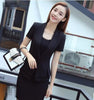 Novelty Black Grey Summer Short Sleeve Career Blazer And OL Skirt For Ladies Office Work Wear Uniforms Outfits