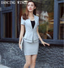 Novelty Black Grey Summer Short Sleeve Career Blazer And OL Skirt For Ladies Office Work Wear Uniforms Outfits