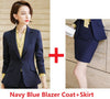 Novelty Blue OL Styles Formal Women Business Suits with Skirt and Jackets Coat Professional Office Ladies Blazers Sets