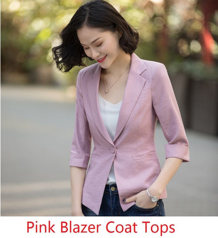 Novelty Pink Casual Blazers & Jackets Coat 2022 Spring Summer Blazer For Business Women Office Ladies Female Tops Outwear