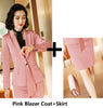 Novelty Pink Formal Uniform Designs Business Suits with Skirt and Jackets Coat for Women OL Styles Ladies Office Blazers Set