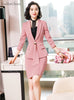 Novelty Pink Formal Uniform Designs Business Suits with Skirt and Jackets Coat for Women OL Styles Ladies Office Blazers Set