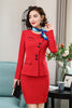 Novelty Red Formal Women Business Suits with Skirt and Jackets Coat Professional Office Ladies Blazers OL Styles with Scarf