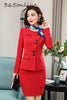 Novelty Red Formal Women Business Suits with Skirt and Jackets Coat Professional Office Ladies Blazers OL Styles with Scarf