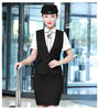 Novelty Wine Formal Women Business Suits With Tops and Skirt Ladies Office Work Wear Waistcoat & Vest Air Stewardess Work Sets